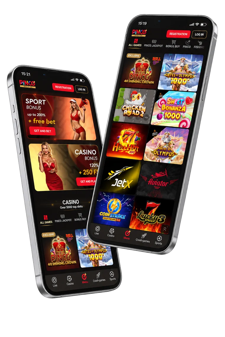 Pinco Casino mobile app on a smartphone